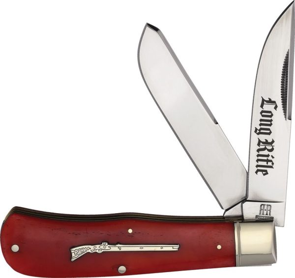 RR2623.jpg Rough Rider Long Rifle Jumbo Trapper Red Bone Folding Knife