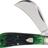 Rough Rider Bluegill Hawkbill 4" Folding Knife Blue Green Bone