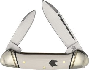 RR2661.jpg Rough Rider Mini Canoe White Micarta Arctic Fox