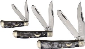 Rough Rider Midnight Pearl Trapper Set Folding Knife Black