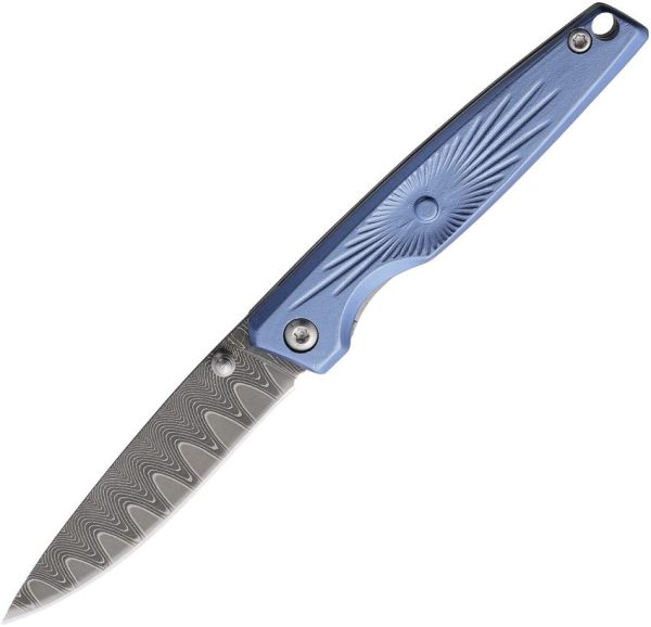 Rough Rider Linerlock Damascus Blue - Damascus Steel