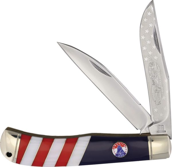 RR2734.jpg Rough Rider Jumbo Trapper 250 USA Folding Knife Red Blue Pearl