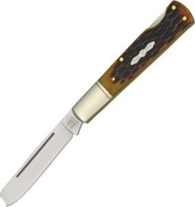 Rough Rider One Arm Lockback Amber Bone 440