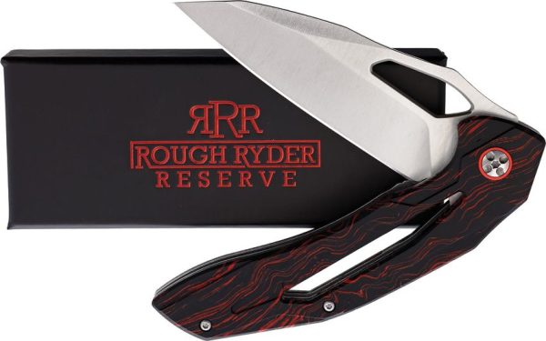 Rough Ryder Reserve Linerlock D2 Black/Red G10 Extended Tang