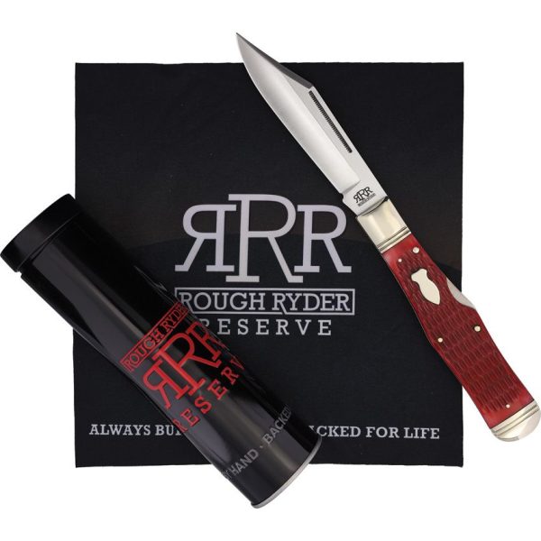 Rough Ryder Reserve Large Coke Bottle Red Bone Folding Knife D2