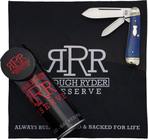 Rough Ryder Hogleg Peanut Blue Bone Folding Knife D2 Steel