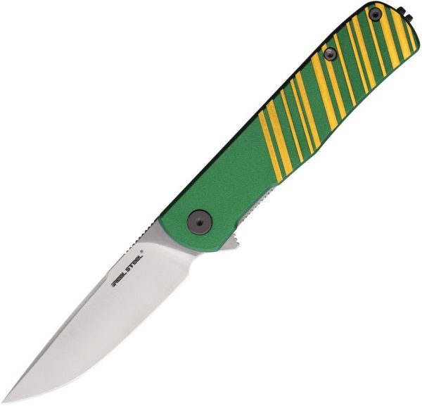 Real Steel Karly Linerlock Folding Knife VG-10 Green Gold