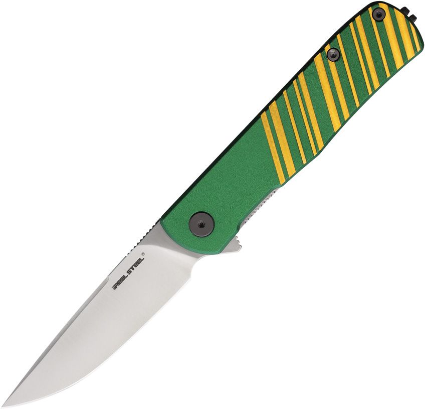 Real Steel Karly Linerlock Folding Knife 3.13" VG-10 Green/Gold
