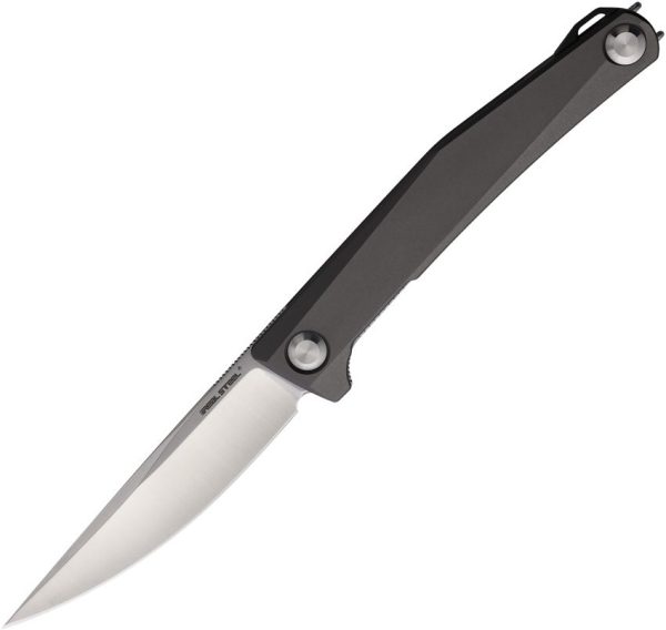 Real Steel Teres Linerlock Gray Folding Knife Nitro V Steel