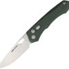 Real Steel Griffin Pro Button Lock Folding Knife Green Micarta
