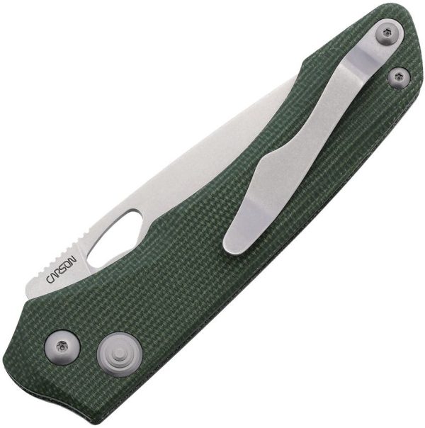 Real Steel Griffin Pro Button Lock Folding Knife Green Micarta