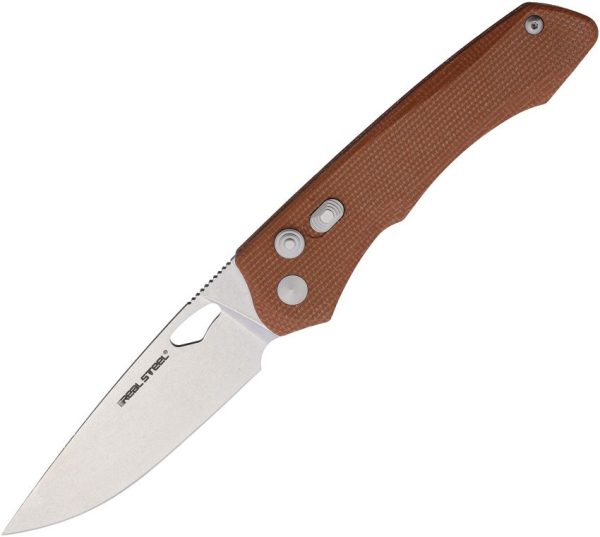 Real Steel Griffin Pro Button Lock Folding Knife 14C28N Micarta