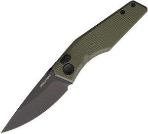 Real Steel Spectrum Button Lock Folding Knife OD Green G10 Nitro V