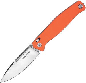 Real Steel Huginn Slide Lock Orange G10 Folding Knife VG-10