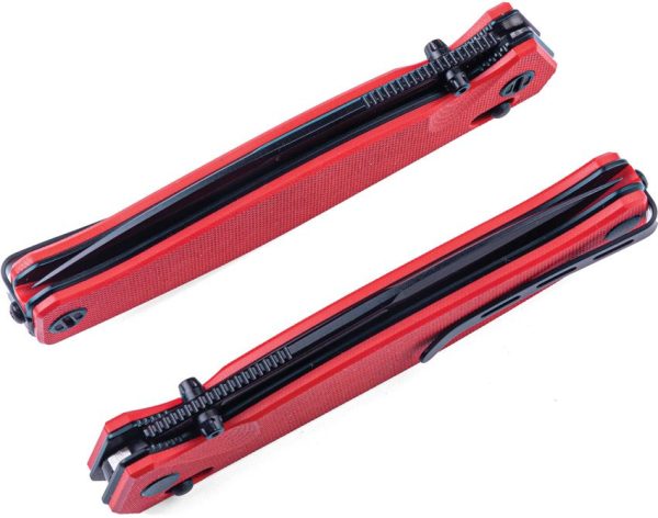 Real Steel Huginn Slide Lock Folding Knife VG-10 Red Black G10