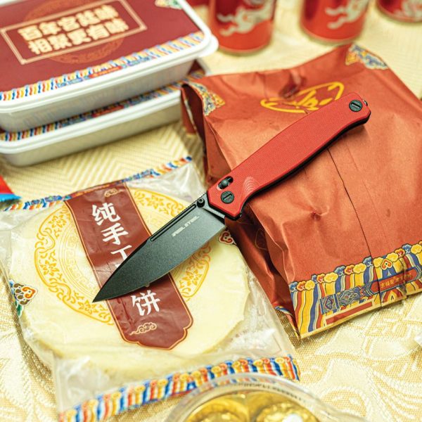 Real Steel Huginn Slide Lock Folding Knife VG-10 Red Black G10