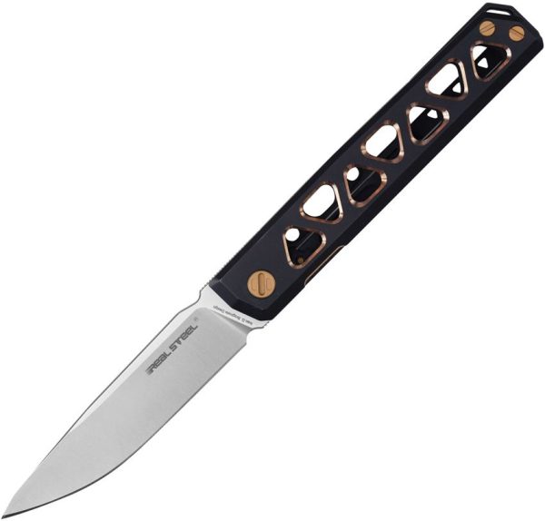 RS7661G.jpg Real Steel Burns Framelock Black Gold Titanium