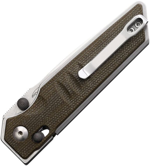 Real Steel Sacra Slide Lock Green Micarta Folding Knife K110