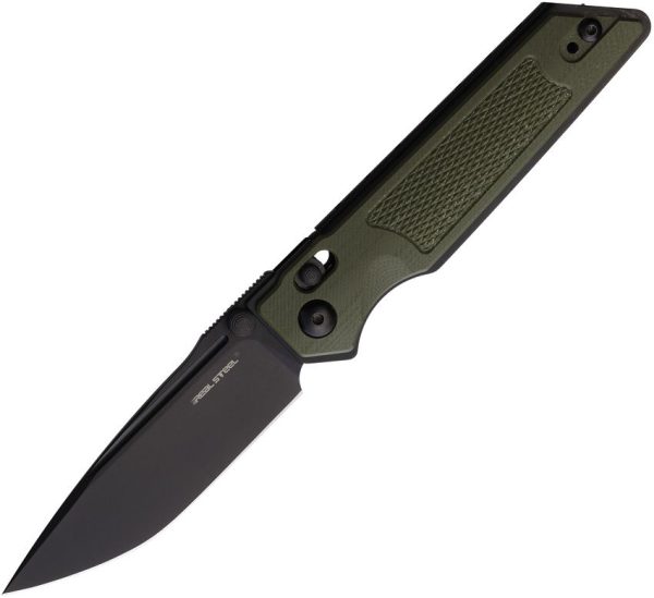 Real Steel Sacra TAC Crossbar Lock OD Green Folding Knife K110