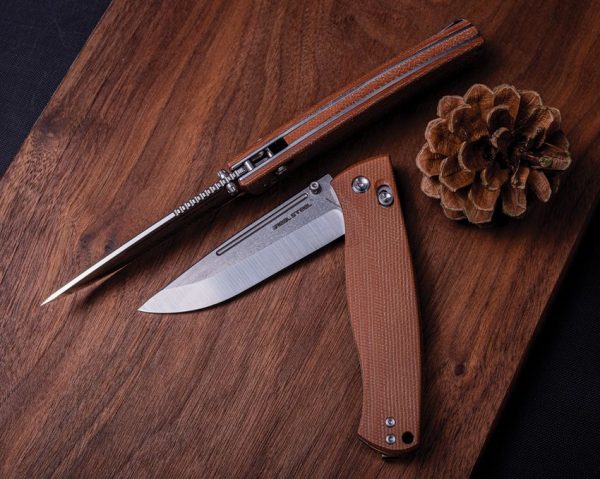 Real Steel Pathfinder Crossbar Lock Brown Micarta