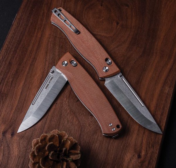 Real Steel Pathfinder Crossbar Lock Brown Micarta