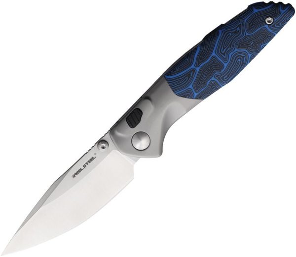 Real Steel Hoeft Button Lock Folding Knife S35VN Blue G10