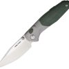 Real Steel Hoeft Button Lock Folding Knife S35VN Green Micarta