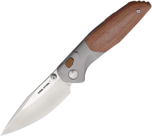 Real Steel Hoeft Button Lock Folding Knife S35VN Titanium Micarta