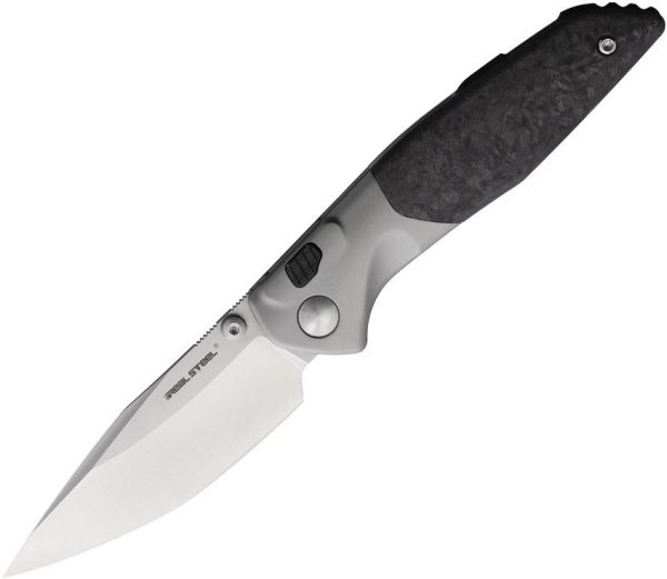 Real Steel Hoeft Button Lock Folding Knife S35VN Carbon Fiber