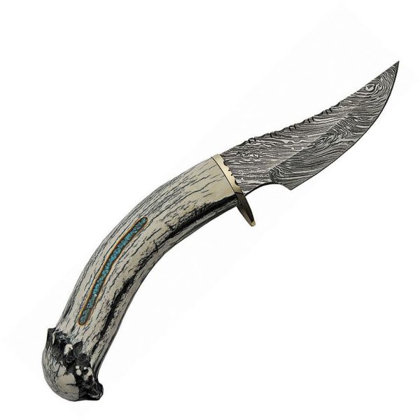 Rite Edge USA Damascus Skinner - Deer Horn Turquoise
