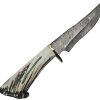 Rite Edge USA Skinner Fixed Blade Damascus Steel Elk Stag 6.5"