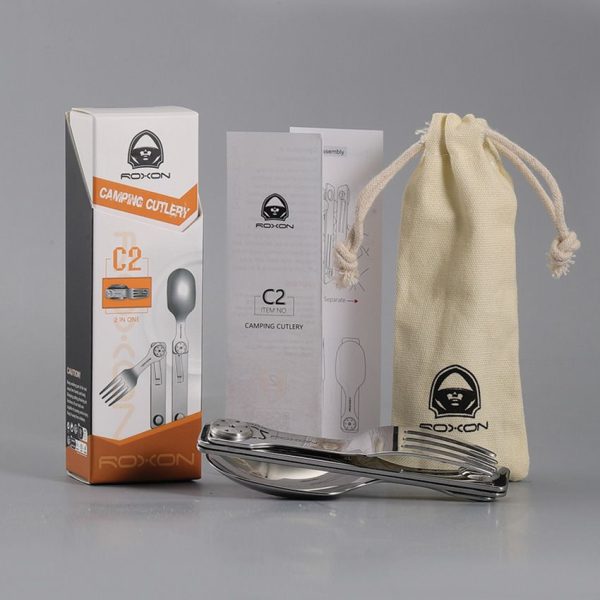 ROXON 2-in-1 Camping Utensil Set - Spoon Fork Magnetic