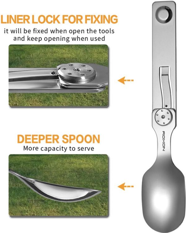 ROXON 2-in-1 Camping Utensil Set - Spoon Fork Magnetic