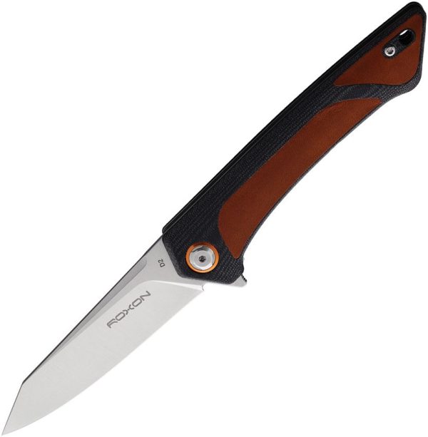 ROXON 8 inch Folding Knife - D2 Micarta Brown Leather