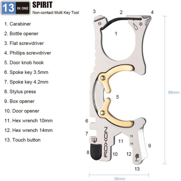 Roxon Spirit 13 in 1 Carabiner - Stainless Multitool
