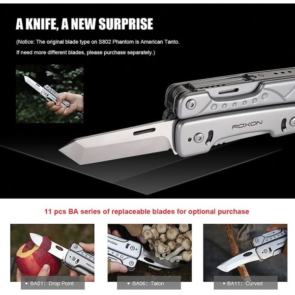 ROXON Phantom 14-in-1 Multi Tool Silver Aluminum Folding EDC