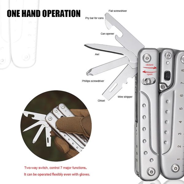 ROXON Phantom 14-in-1 Multi Tool Silver Aluminum Folding EDC