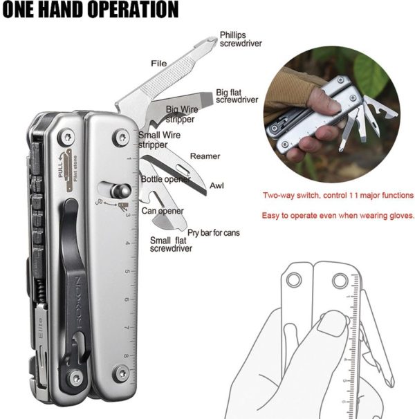 ROXON Flash Elite 14-in-1 Multi Tool D2 Steel Stainless Black