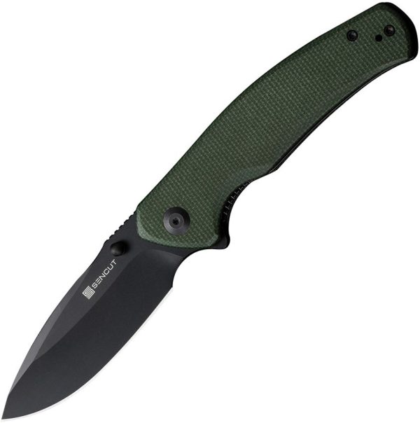 SENCUT Slashkin Linerlock Folding Knife D2 Steel Green Micarta