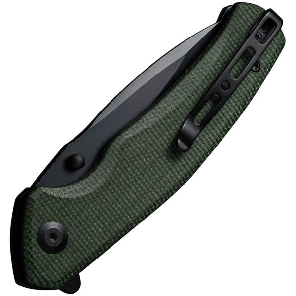 SENCUT Slashkin Linerlock Folding Knife D2 Steel Green Micarta