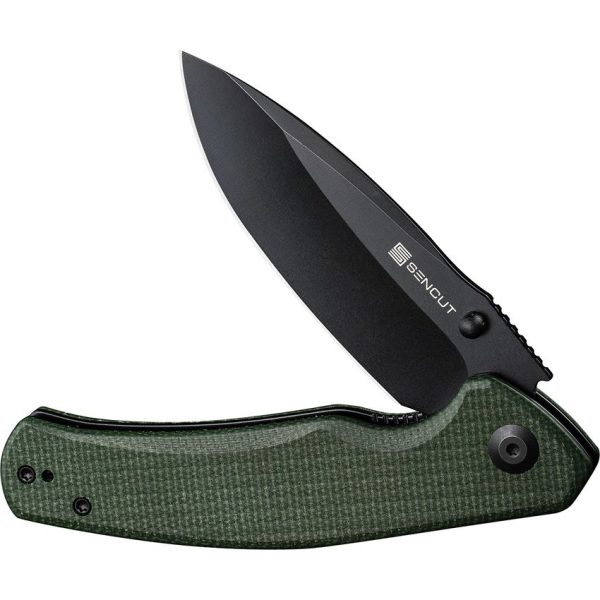 SENCUT Slashkin Linerlock Folding Knife D2 Steel Green Micarta