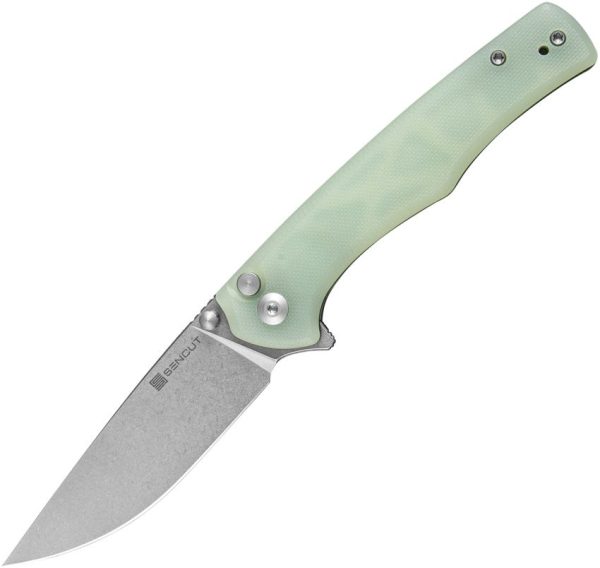 Sencut Crowley Button Lock Folding Knife - Jade G10