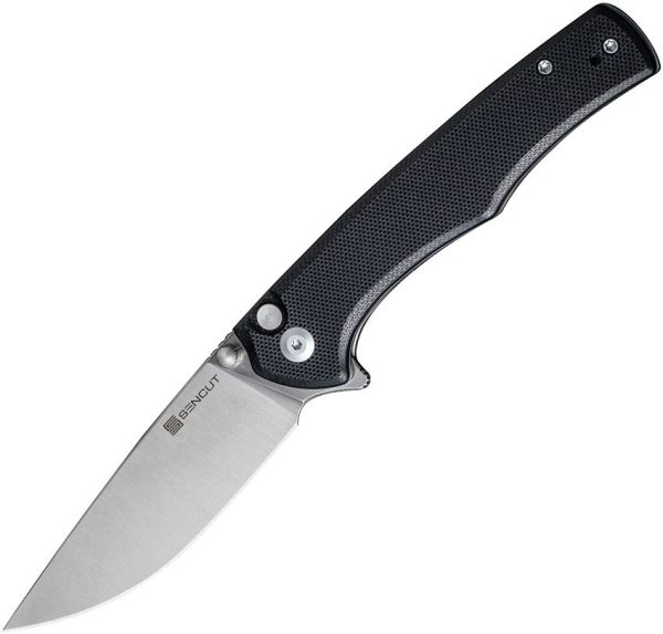 Sencut Crowley Button Lock Folding Knife - Black G10