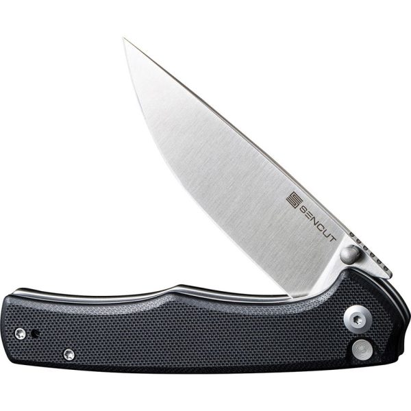 Sencut Crowley Button Lock Folding Knife - Black G10