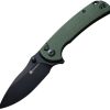 SENCUT Pulsewave Button Lock Green Micarta Folding Knife