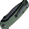 SENCUT Pulsewave Button Lock Green Micarta Folding Knife