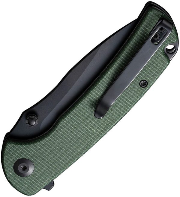 SENCUT Pulsewave Button Lock Green Micarta Folding Knife