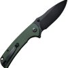 SENCUT Pulsewave Button Lock Green Micarta Folding Knife