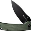 SENCUT Pulsewave Button Lock Green Micarta Folding Knife