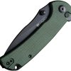 SENCUT Pulsewave Button Lock Green Micarta Folding Knife